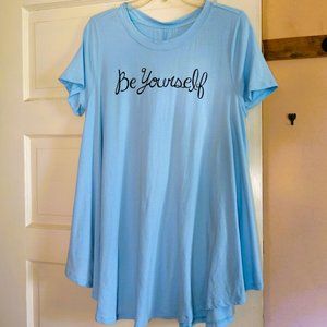 AnyBody Blue Cozy Knit Short Sleeve Swing Top Size M